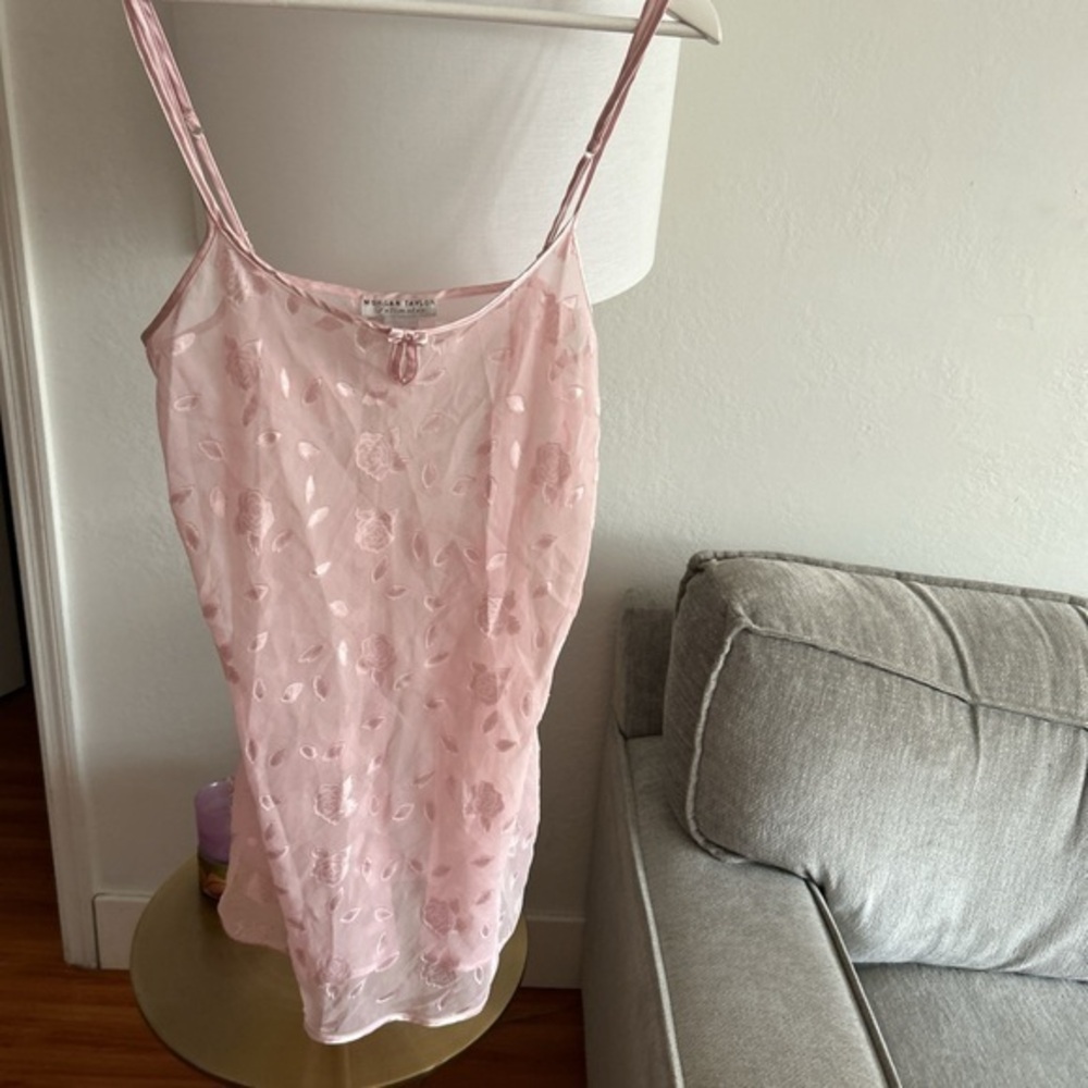 Vtg Y2K Pink Babydoll Slip Dress Femenine Romance Size M